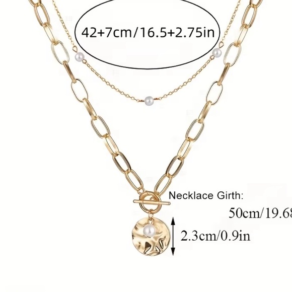 Chunky Gold and Pearl Necklace Set - Picture 4 of 5